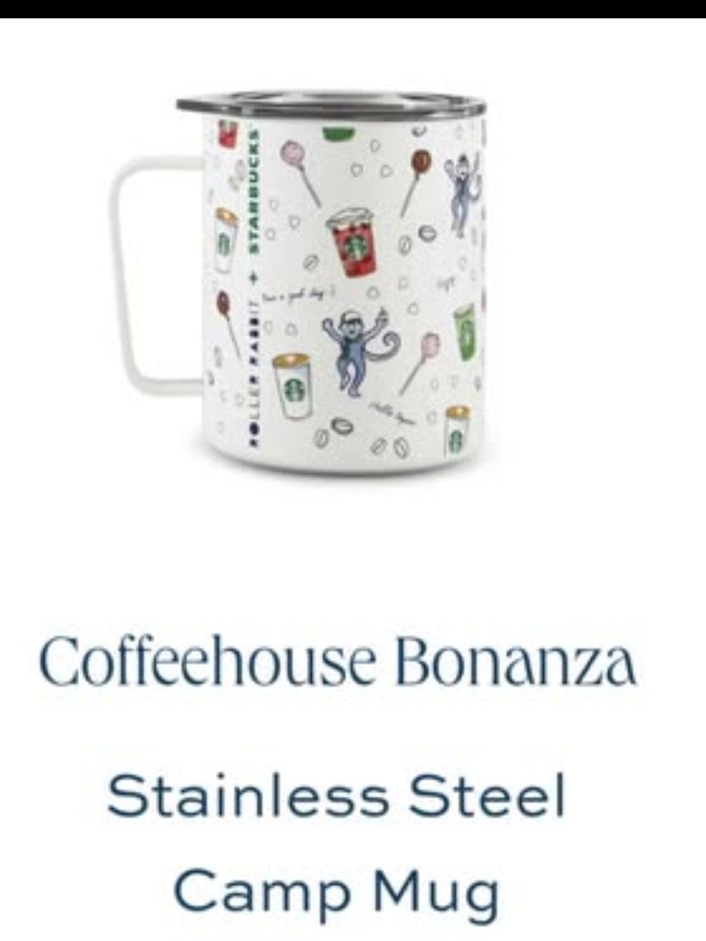 Roller Rabbit + Starbucks NEW Stainless Steel Camp Mug
